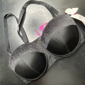 Women's NWT 38DDD Butterfly convertible Bra By Ashley Stewart Black